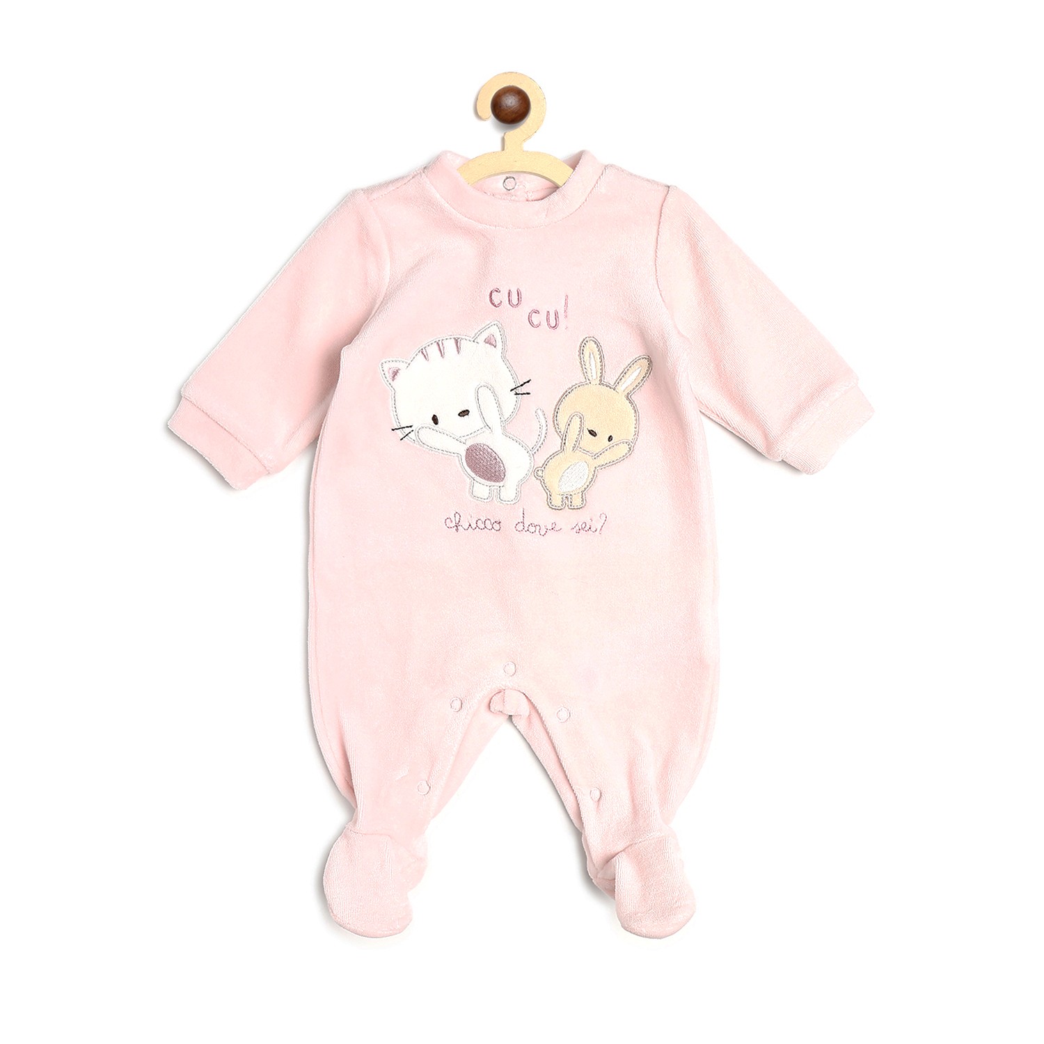 Gift Box- Velour Babysuit, Bib And Hat-Pink